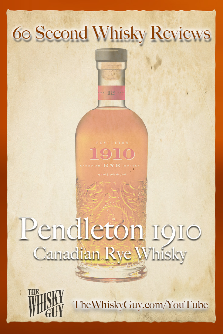 Should you spend your money on Pendleton 1910 Canadian Rye Whisky? Find out in 60 Seconds in Whisky Review #081 from TheWhiskyGuy! Watch and Subscribe at TheWhiskyGuy.com/YouTube